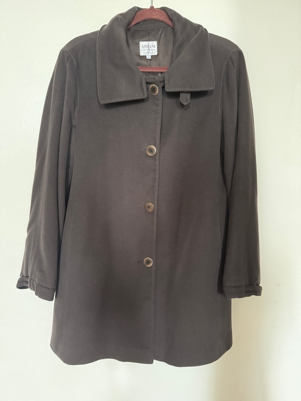 Armani Collezioni Women's Dark Brown Single-Breasted Pea Coat